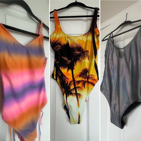 Other - Onepiece Swimsuit Pack- Sunset Gradient / Palm Print / Iridescent (Pack of 3)